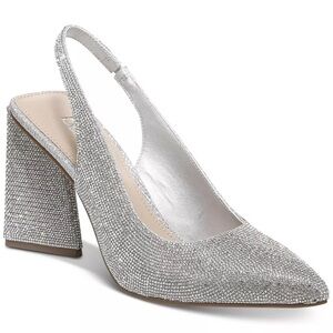 BAR Ill Silver Arrica Pointed Toe Sculpted Heel Slip On Pumps Shoes - Reemoly